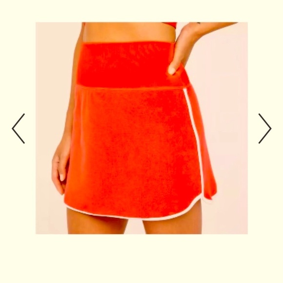 NWT Aerie Offline TerryclothVibrant Orange-Red Skort with White Trim - Picture 1 of 11